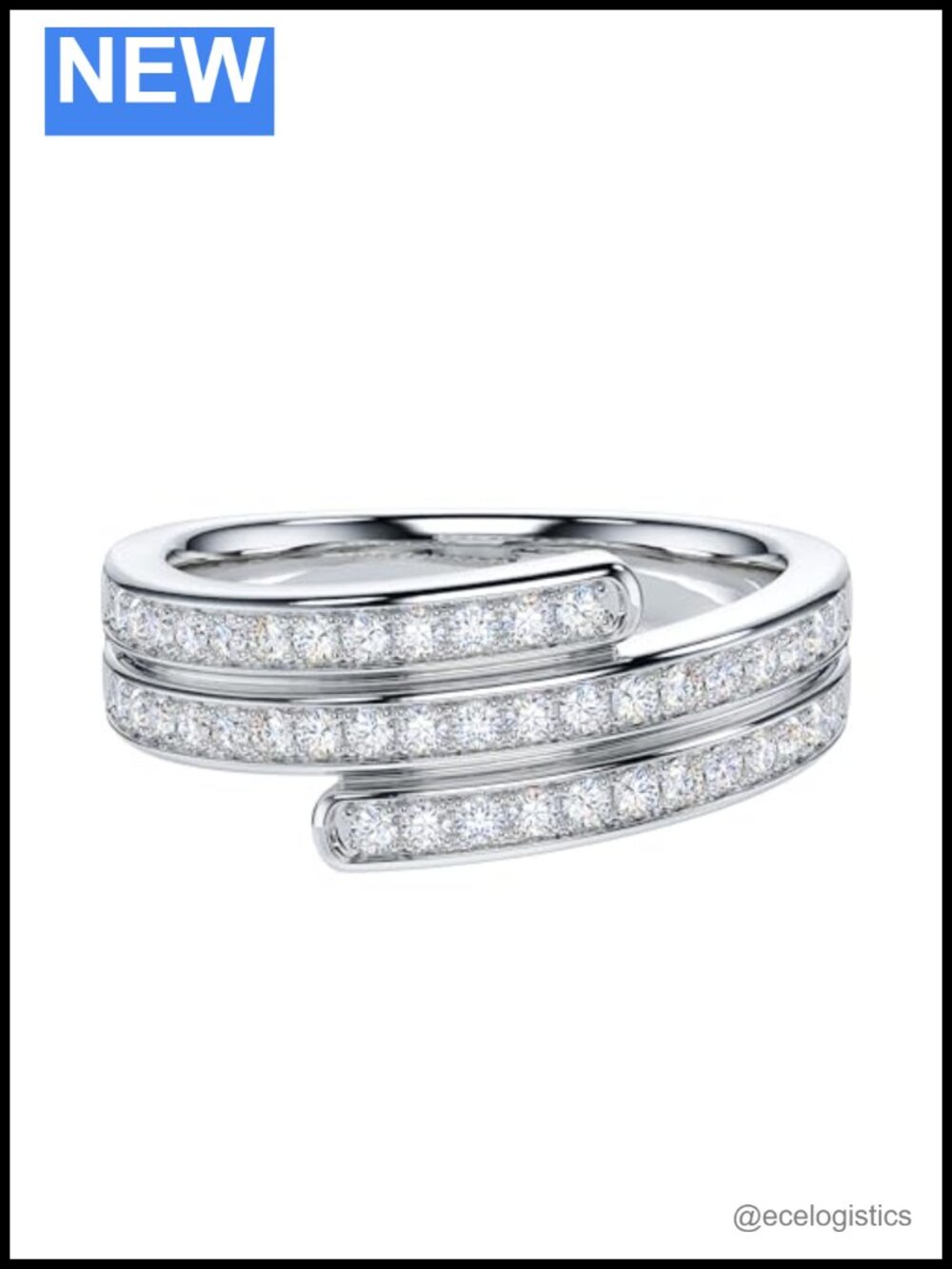 Sterling Silver 7.5mm Triplex Row Cluster Promise Ring Wedding Band